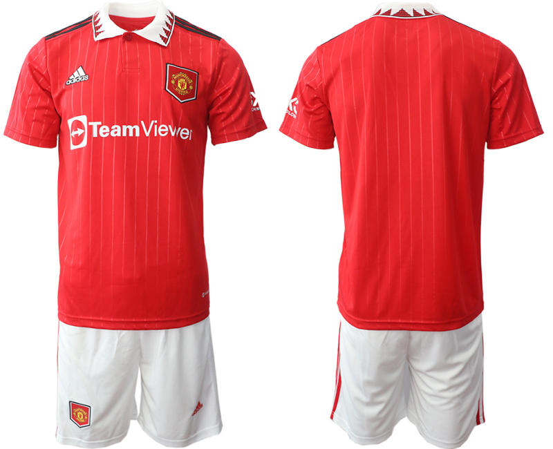 Men 2022-2023 Club Manchester United home Red blank Adidas Soccer Jersey->customized soccer jersey->Custom Jersey